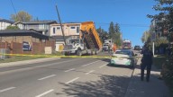 Dump truck hits power pole in SW Calgary