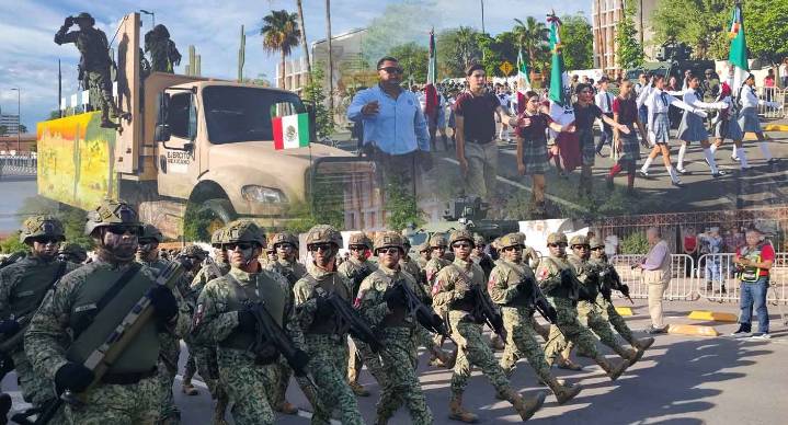 Disfrutan familias del tradicional desfile cívico-militar por aniversario 215 de la Independencia de México en Hermosillo