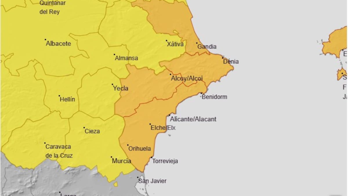Aviso naranja de AEMET en Alicante