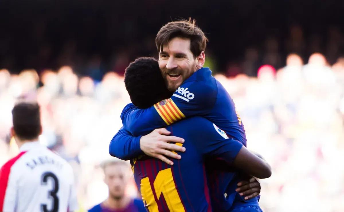 Lionel Messi has an incredible moment with Ousmane Dembele after winning the Ballon d’Or