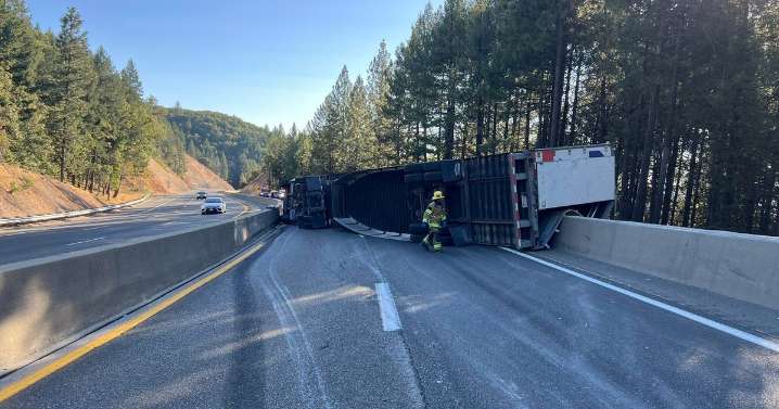 Big rig crash shuts down westbound I-80 near Gold Run in Northern California