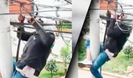 Sujeto es captado robando cables en varias calles de la ciudad de Trujillo