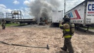 Alarma por incendio de un tracto en un patio de maniobras en la federal 55