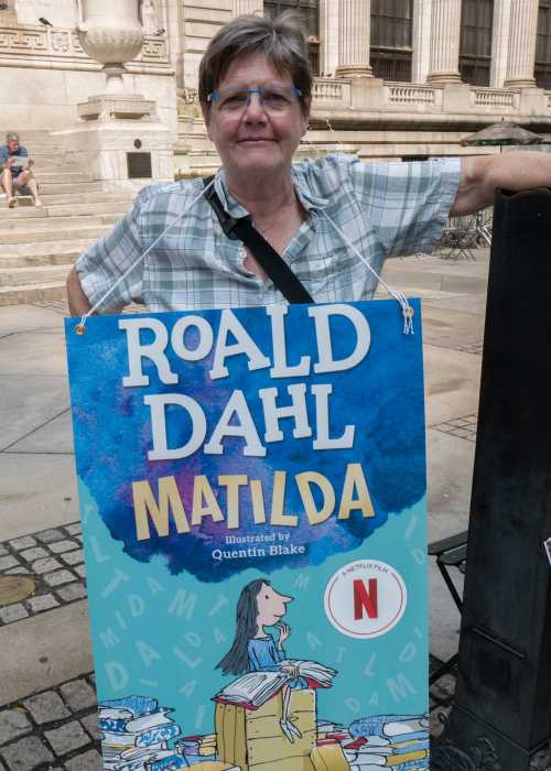 Activists protest book bans in front of New York Public Library