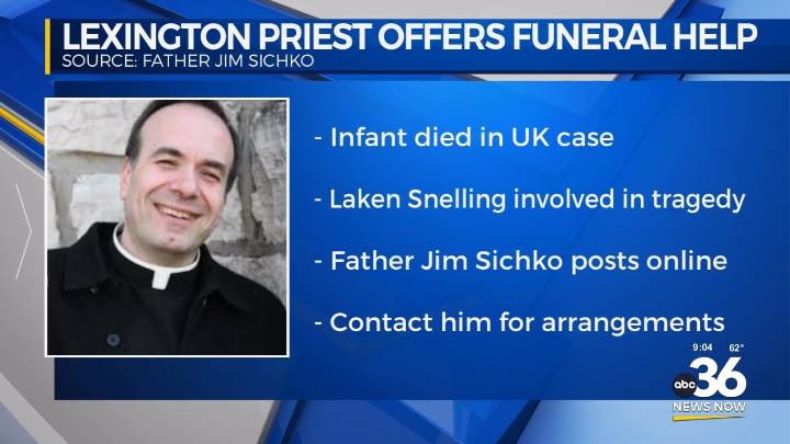 Lexington priest offers to cover funeral costs for infant in Laken Snelling case