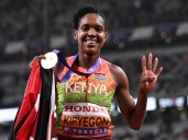 ‘I had wings’: Kenya’s Kipyegon wins unprecedented fourth 1,500m title