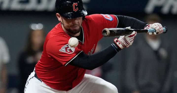 David Fry back in Guardians clubhouse after being hit by pitch in the face earlier this week