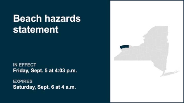 NY weather: Beach hazards statement for Niagara and Orleans counties until early Saturday morning