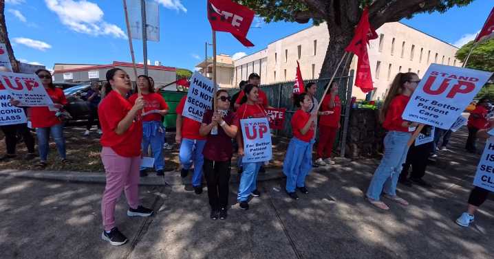 Kaiser Permanente workers rally on Oahu days away from a strike authorization decision