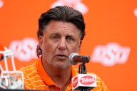 Oklahoma State’s Mike Gundy repeatedly cites how much money Oregon is spending on football