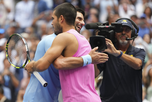 Carlos Alcaraz beats Novak Djokovic at the US Open to reach his 3rd Grand Slam final in a row