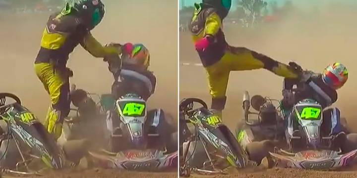 Un despiste durante una carrera de karting en Chaco terminó en una brutal pelea entre dos pilotos con golpes de puño y patadas