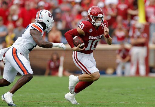 No. 11 Oklahoma's record 10 sacks and Mateer's late TD sink No. 22 Auburn and ex