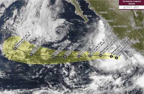 “Narda” se intensifica a heracán categoría 1 frente a costas del Pacífico mexicano