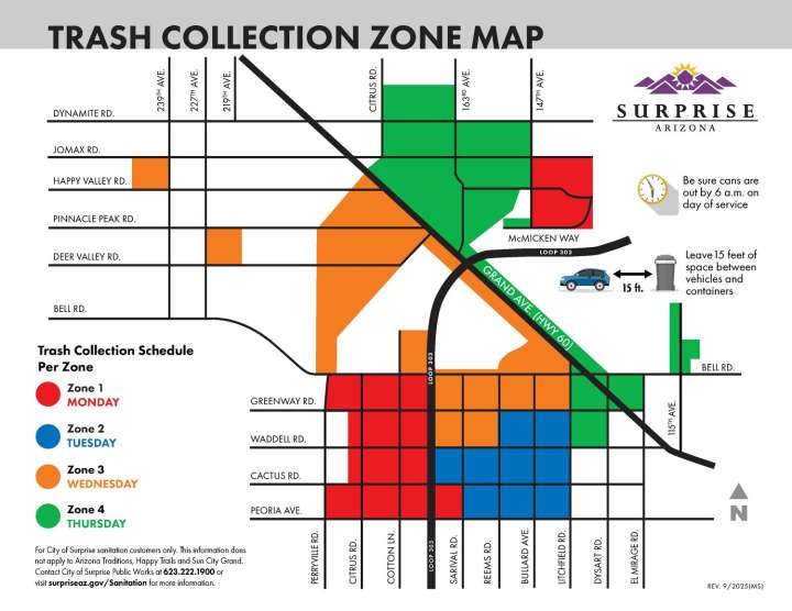 Trash pickup day moving to Monday for some in Surprise