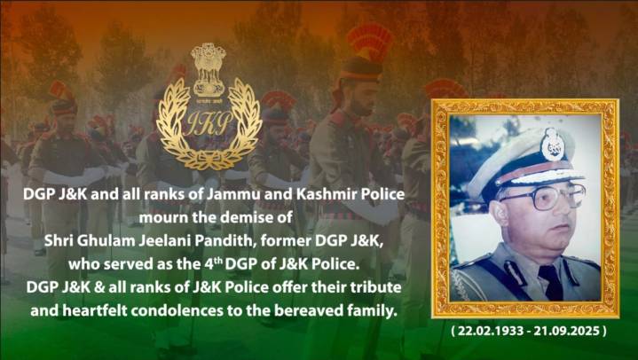 J&K Police Mourns Demise of Former DGP