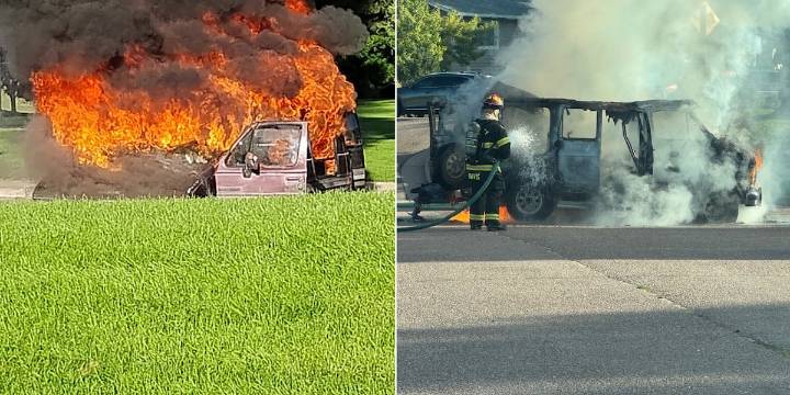 Crews knock down van fire in Security