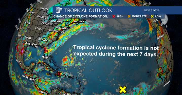 Cooler overnight temperatures behind front, and quiet conditions in the tropics