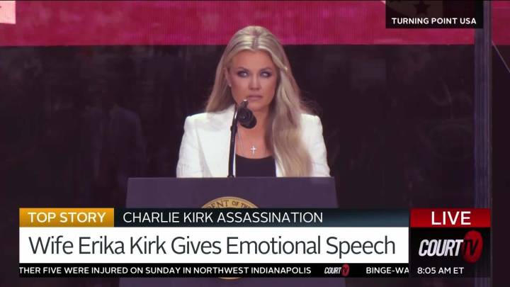 Erika Kirk Delivers Emotional Goodbye to husband at memorial