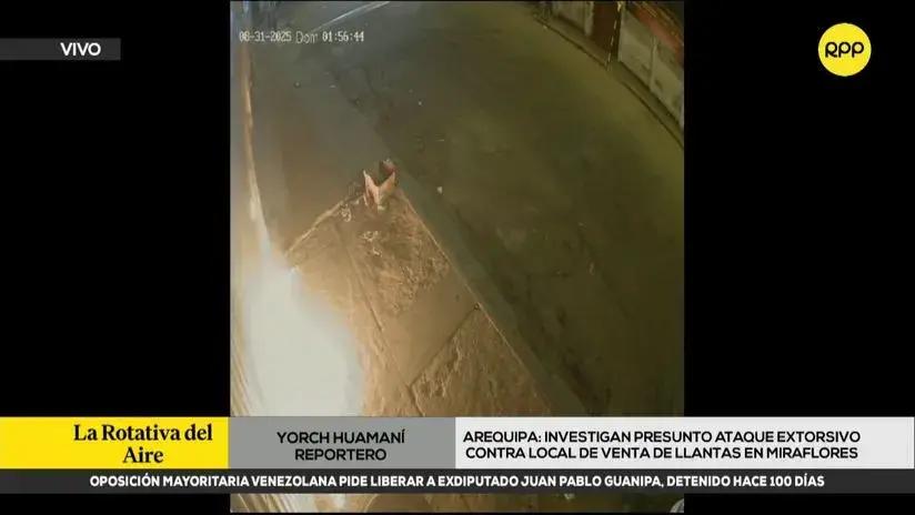 Investigan presunto ataque extorsivo contra local de venta de llantas en Arequipa