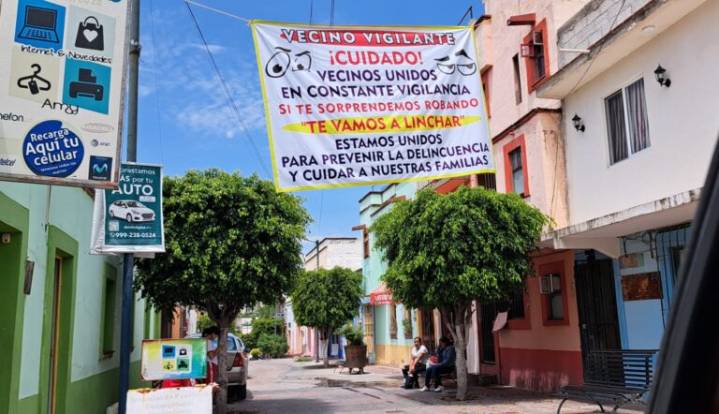 Vecinos de Tula colocan lona contra la inseguridad y advierten linchamientos