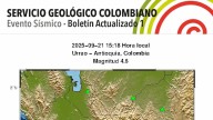 Temblor sorprendió a los habitantes de Antioquia en la tarde de este domingo; ¿cuál fue su magnitud?