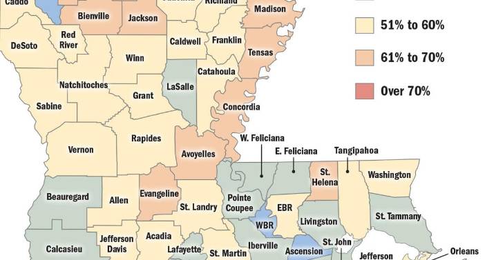 Louisiana parish data for financial hardship in households