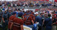 Police intervene as rowdy Ryder Cup fans 'fight in stands' as toxic tournament stands on brink of combustion