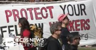Maryland protesters participate in "Workers Over Billionaires" rally over Trump policies