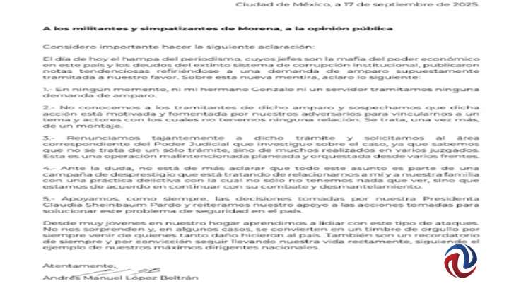 Tras 12 horas de silencio, "Andy" rechaza solicitud de amparo