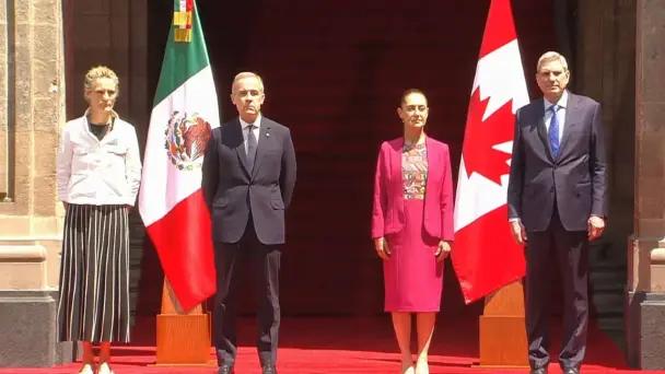 Mark Carney y Claudia Sheinbaum se reúnen en Palacio Nacional