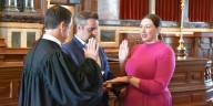 Democrat Catelin Drey sworn in to Iowa Senate
