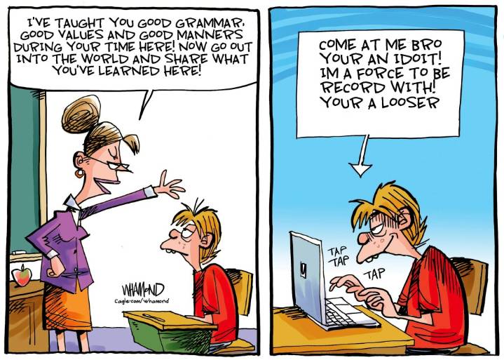 Cartoonist’s take: ‘Grammar and manners are dead’