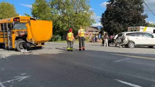 Bethlehem Township school bus crash injures 5, including 2 children