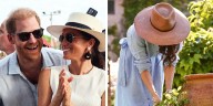 Meghan Markle Shows Blue Shirtdress and Sun Hat Gardening Outfit