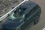 2 Hospitalized After Airborne Truck Tire Dramatically Crushes SUV's Windshield