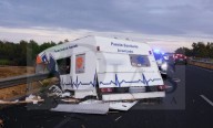 Grave accidente en la A-5 de un puesto avanzado del Rally de Portugal