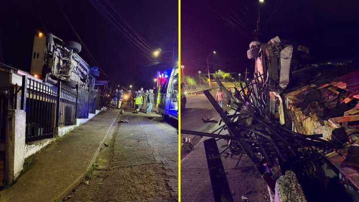 Menor de edad perdió control y dejó su auto en el techo de una casa en la región del Biobío: "Tiene que haber volado la camioneta"