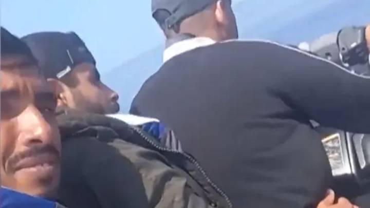 Moment migrants speed into Europe on JET SKI they’d bought for $5,000 – driving it for 12hrs across the Med from Africa