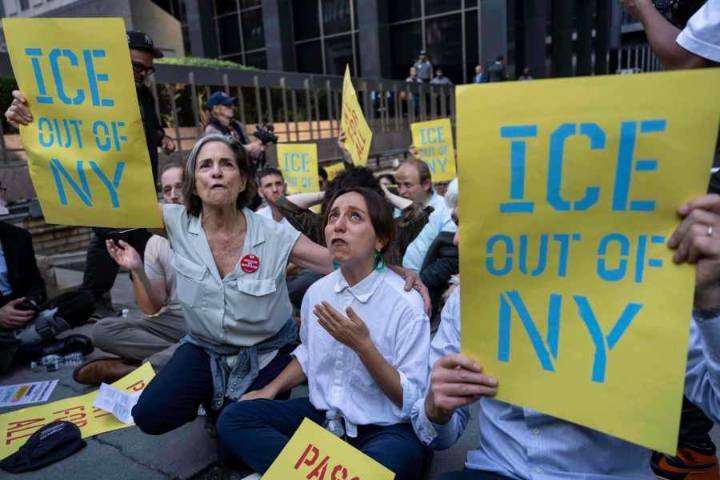 Elected officials among dozens of protesters arrested at a Manhattan immigration holding facility
