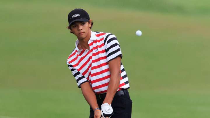 Charlie Woods highlights mercurial Junior Players round with hole