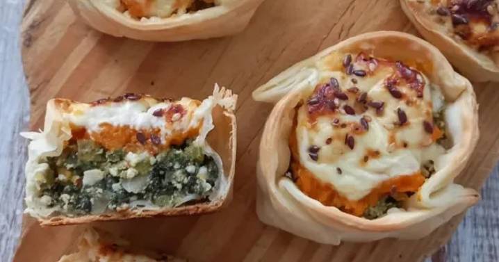 Puro sabor en estas canastitas de acelga, ricota, calabaza y queso