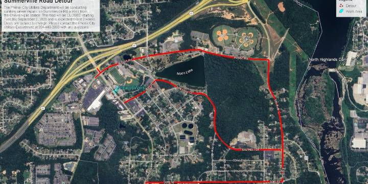 Summerville Road closed for utility work in Phenix City