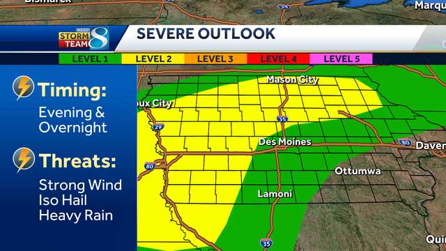 Des Moines forecast: Timing, location of severe storms Monday