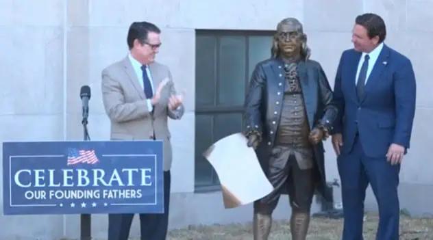 Florida Governor DeSantis Unveils Benjamin Franklin Statue, Commemorates America250