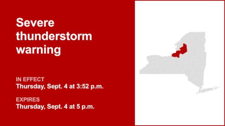 Update: Expect damaging winds and penny-sized hail with thunderstorms in Oswego County Thursday