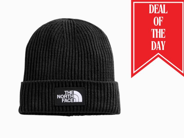 The North Face TNF Logo Box Cuffed Beanie on sale for $18, was $30