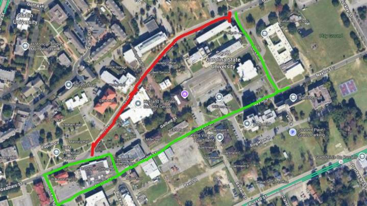 SC State to reroute traffic through main campus for construction Sept. 10