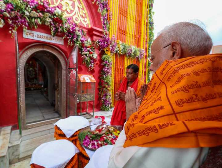 PM inaugurates Tripureshwari temple; BJP allies disappointed over no invitation