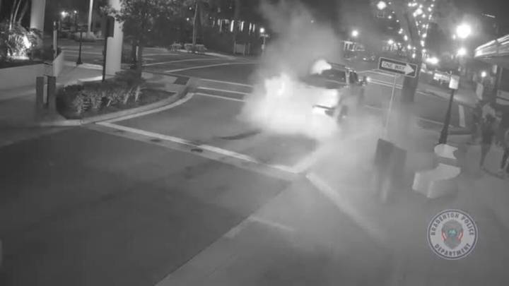 Video: Fla. driver nearly hits officer after doing burnout 'to impress girls'
